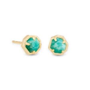 Kendra Scott Nola Gold Dark Teal Amazonite Earrings, preloved